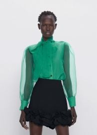 ORGANZA BLOUSE WITH TIE at Zara